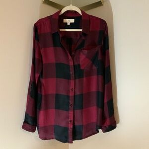 Thread Supply Maroon Black L Buffalo Check Long Sleeve Button up Alpine Outdoor